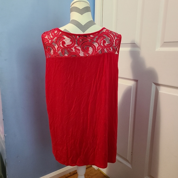 Adrianna Papell Top Sleeveless Red Lace Top Size XXL. - Picture 3 of 4